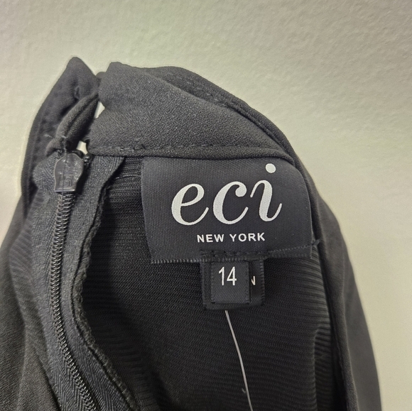 ECI New York Bell Sleeve Fit & Flare Dress Black 14 - Picture 10 of 13